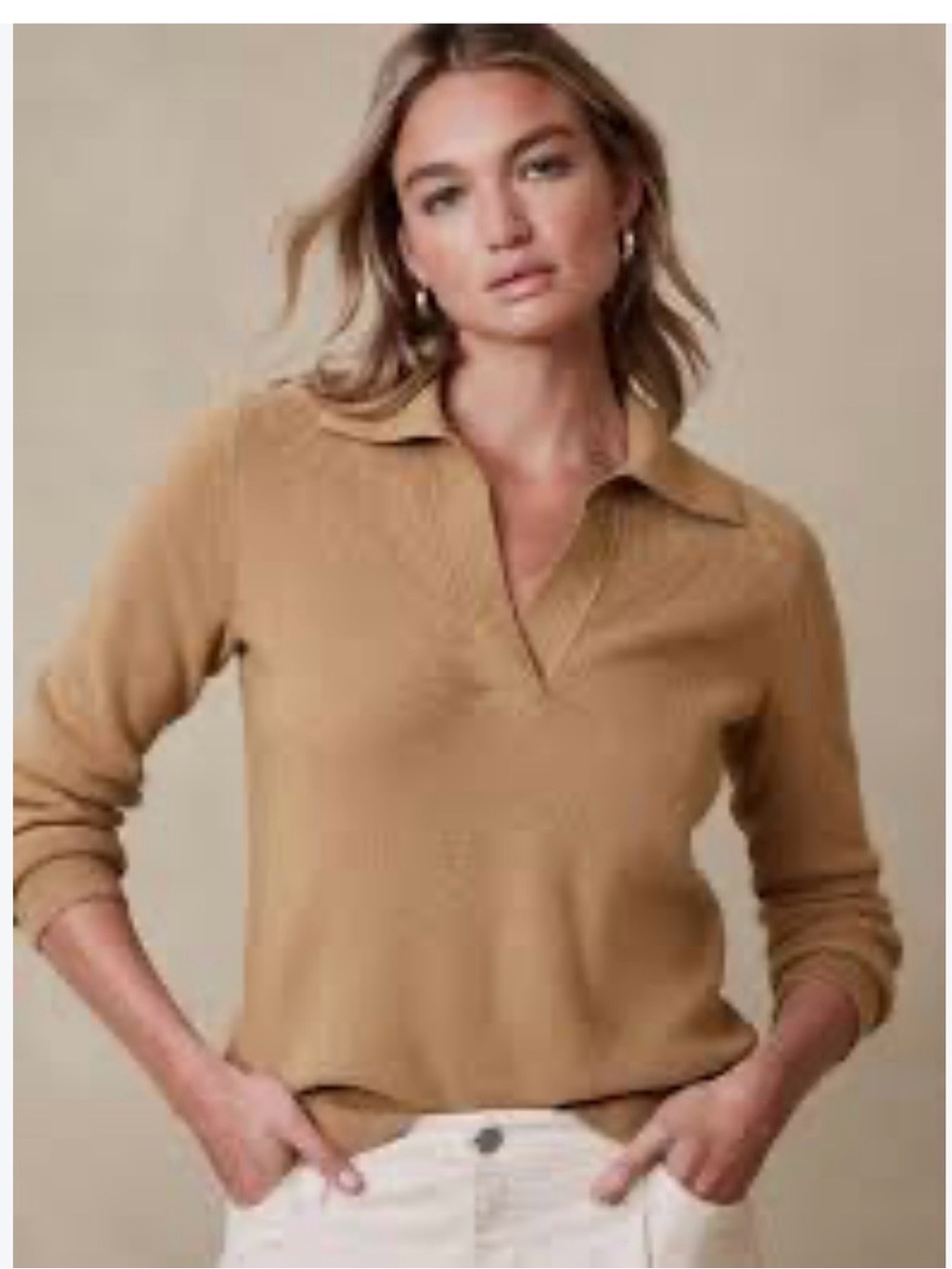 NWT Banana Republic Factory Johnny collar sweater camel XS